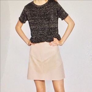 NEW Zara Woman's Pink Contrast Leather & Suede Mini Skirt M